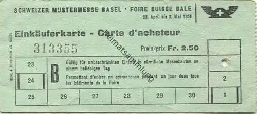 Schweiz - Schweizer Mustermesse Basel - Einkäuferkarte 1960