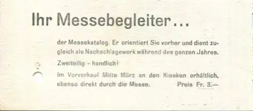 Schweiz - Schweizer Mustermesse Basel - Tageskarte Militär Schüler und Studenten 1973