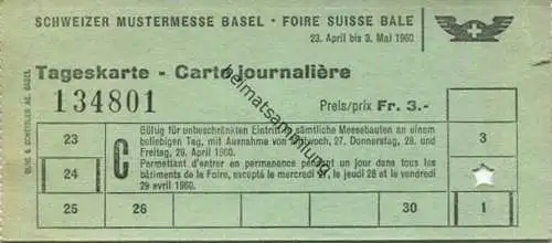 Schweiz - Schweizer Mustermesse Basel - Tageskarte 1960