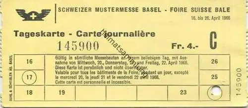 Schweiz - Schweizer Mustermesse Basel - Tageskarte 1966