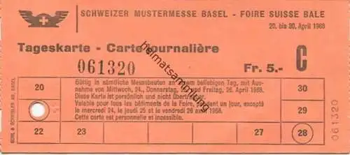 Schweiz - Schweizer Mustermesse Basel - Tageskarte 1968