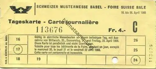 Schweiz - Schweizer Mustermesse Basel - Tageskarte 1966