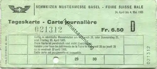 Schweiz - Schweizer Mustermesse Basel - Tageskarte 1965