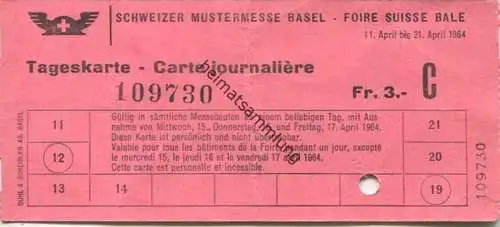 Schweiz - Schweizer Mustermesse Basel - Tageskarte 1964