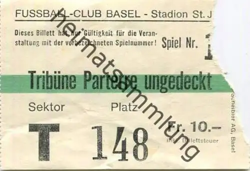 Schweiz - Fussball-Club Basel Stadion St. Jakob - Eintrittskarte
