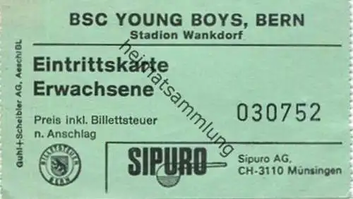 Schweiz - BSC Young Boys Bern - Stadion Wankdorf - Eintrittskarte