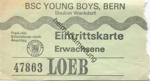 Schweiz - BSC Young Boys Bern - Stadion Wankdorf - Eintrittskarte