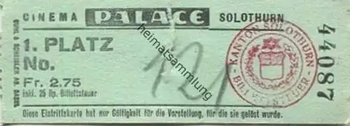 Schweiz - Cinema Palace Solothurn - Kinokarte 1. Platz