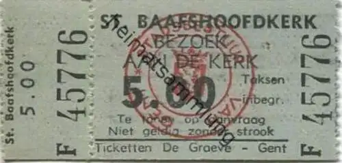 Belgien - Gent - St. Baafshoofdkerk - Eintrittskarte 1958