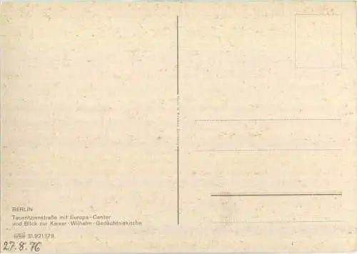 Berlin - Tauentzienstrasse mit Europa-Center - Verlag Krüger