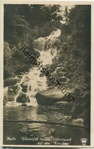 Berlin - Wasserfall im Viktoriapark auf dem Kreuzberg - Foto-Ansichtskarte - Verlag Otto Junga Berlin