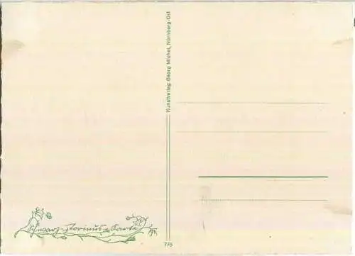 Mädchen - Blumen - Schwarz-Torinus-Karte 776 - Kunstverlag Georg Michel Nürnberg-Ost 40er Jahre