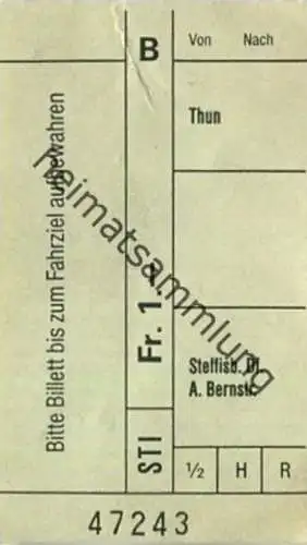 Schweiz - STI Thun Steffisburg - Fahrkarte Fr. 1.-