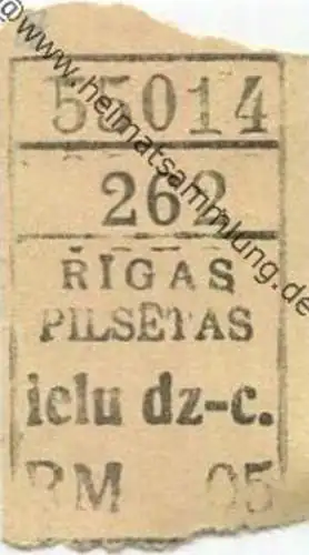 Lettland - Rigas Pilsetas - Rigaer Städtische Strassenbahnen - Fahrschein RM -.05