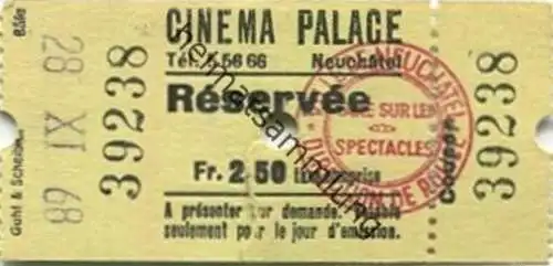Schweiz - Neuchatel - Cinema Palace - Kinokarte