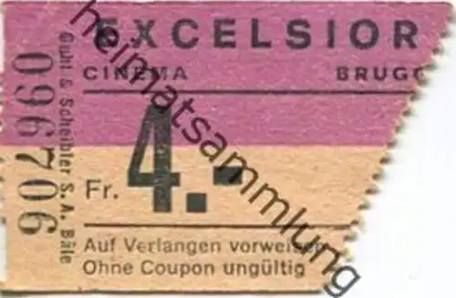 Schweiz - Brugg - Cinema Excelsior - Kinokarte