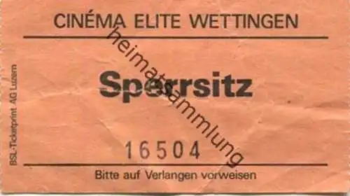Schweiz - Wettingen - Cinema Elite - Kinokarte