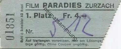 Schweiz - Film Paradies Zurzach - Kinokarte 1. Platz