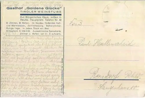 Reutte - Gasthof Goldene Glocke - Verlag Franz Ihrenberger Reutte