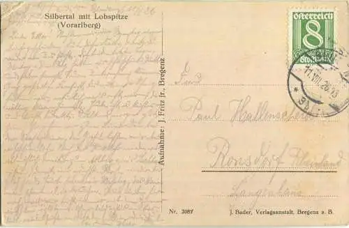Silbertal - Lobspitze - Verlag J. Fritz Bregenz