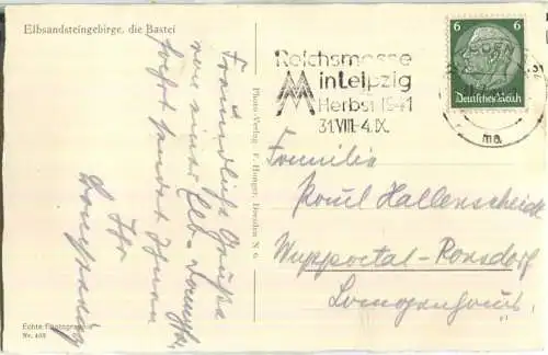 Elbsandsteingebirge - Bastei - Foto-AK - Verlag F. Hunger Dresden