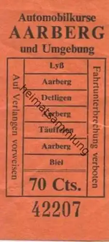 Schweiz - Automobilkurse Aarberg und Umgebung - Fahrschein 70Cts.