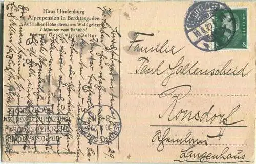 Berchtesgaden - Alpenpension Haus Hindenburg - Geschwister Boller - Verlag Karl Ermisch Berchtesgaden