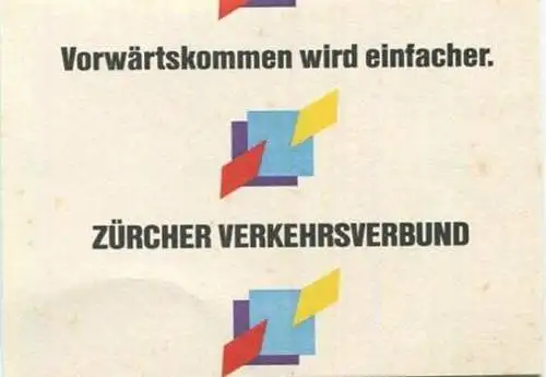 Schweiz - Zürich - Zürcher Verkehrsverbund - Einzelbillett - Stadtnetz Zürich - Fahrkarte 1990