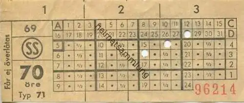 Schweden - Stockholm - Fahrschein 70 Öre
