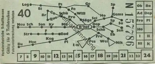 Schweiz - Verkehrsbetriebe Schaffhausen - Fahrschein