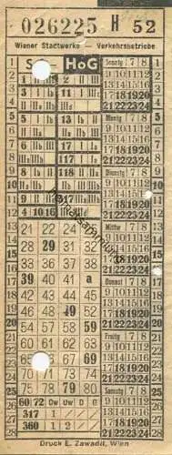 Österreich - Wien - Wiener Stadtwerke - Verkehrsbetriebe - Fahrschein HoG