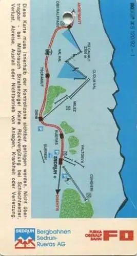 Schweiz - Andermatt-Oberalppass und zurück ab Sedrun - Fahrkarte 1993
