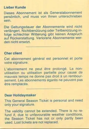 Schweiz - Churfirsten- und Säntisgebiet - Regionalpass - Fahrkarte gültig 7 Tage 1993