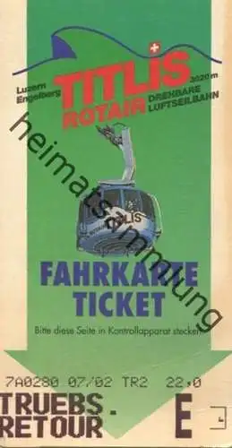 Schweiz - Titlis Rotair - Trübsee retour - Fahrkarte 1992