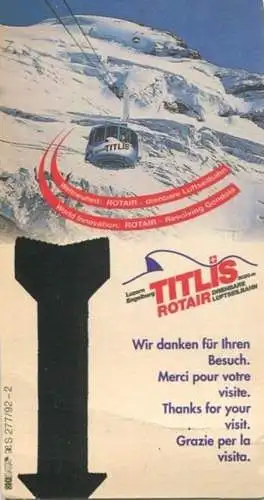 Schweiz - Titlis Rotair - Trübsee retour - Fahrkarte 1992