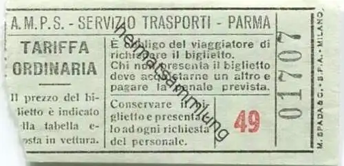 Italien - A.M.P.S. Parma - Servizio transporti Parma - Biglietto Tariffa ordinaria