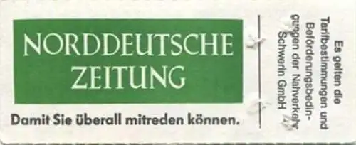 Deutschland - Nahverkehr Schwerin GmbH - Einzelfahrschein DM 0,50