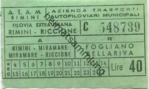 Italien - A.T.A.M. Rimini - Biglietto - Fahrschein L. 40