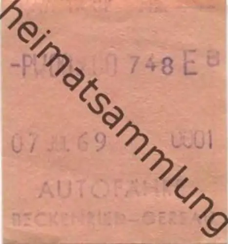 Schweiz - Autofähre Beckenried Gersau - Fahrschein 1969