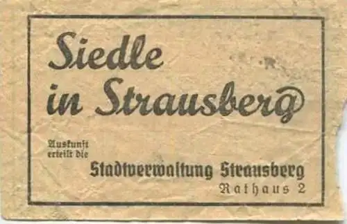 Deutschland - Strausberg - Strausberger Eisenbahn Aktiengesellschaft - Fahrschein 1. Zone RM 0,05