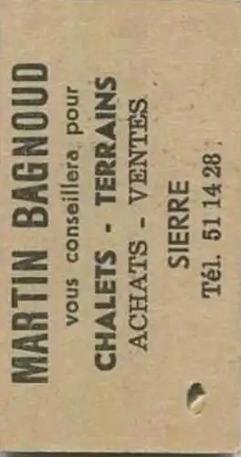 Schweiz - Finhaut-Gietroz Chatelard-Trient et retour - Billet 1959 - 2. Cl. Fr. 2.60 - rückseitig Werbezudruck