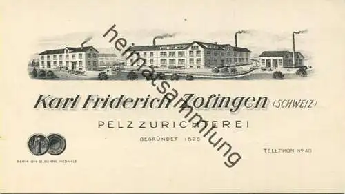 Schweiz - Karl Friedrich Zofingen Pelzzurichterei - Visitenkarte