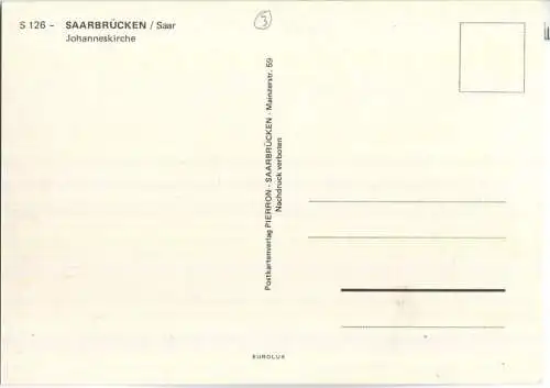 Saarbrücken - Johanneskirche - Verlag Pierron Saarbrücken