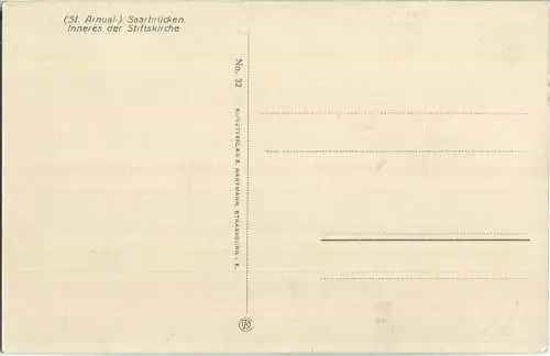Saarbrücken - St. Arnual - Inneres der Stiftskirche - Verlag E. Hartmann Strassburg