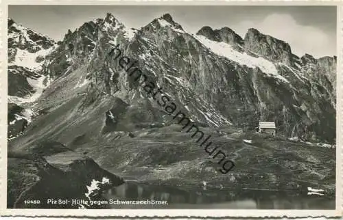 Piz Sol Hütte gegen Scharzseehörner - Foto-AK - Verlag Foto-Gross St. Gallen