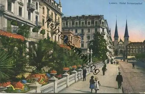 Luzern - Promenade vor dem Hotel Schweizerhof - Verlag E. Goetz Luzern gel. 1923