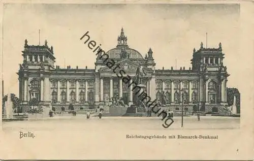 Berlin - Reichstagsgebäude mit Bismarck-Denkmal gel. 1906