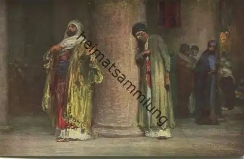 Die Heilige Schrift - Der Pharisäer und der Zöller - Künstler-Ansichtskarte Rob. Leinweber ca. 1910