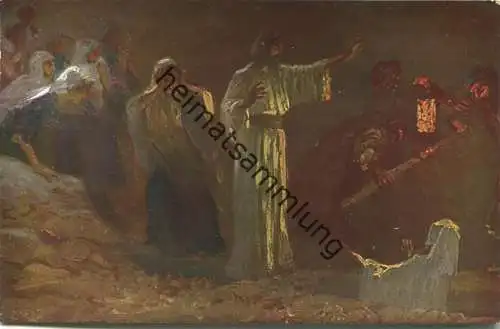 Die Heilige Schrift - Die Auferweckung des Lazarus - Künstler-Ansichtskarte Rob. Leinweber ca. 1910