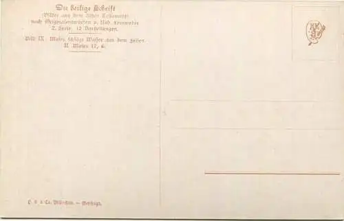 Die Heilige Schrift - Moses schlägt Wasser aus dem Felsen - Künstler-Ansichtskarte Rob. Leinweber ca. 1910